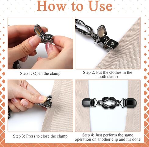 logohu 2 Pcs Waist Cinch Clips, Vintage Elastic Sweater Cincher Clip, Black Dress Cinch Clips Shirt Shawl Cardigan Pant Tightener Clip for Women in Kuwait