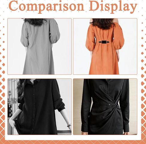 logohu 2 Pcs Waist Cinch Clips, Vintage Elastic Sweater Cincher Clip, Black Dress Cinch Clips Shirt Shawl Cardigan Pant Tightener Clip for Women in Kuwait