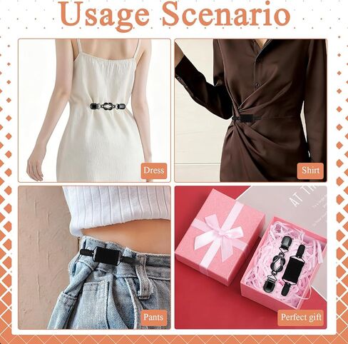 logohu 2 Pcs Waist Cinch Clips, Vintage Elastic Sweater Cincher Clip, Black Dress Cinch Clips Shirt Shawl Cardigan Pant Tightener Clip for Women in Kuwait