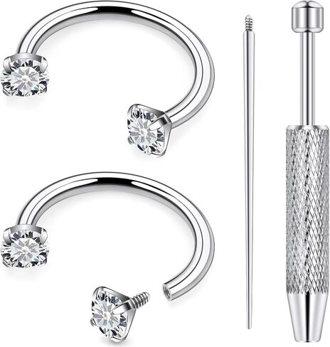 20G 18G 16G 14G Horseshoe Septum Nose Ring Piercing Jewelry F136 Titanium Internal Thread Circular Barbell Daith Rook Earring Smiley Snake Bite Lip Ring Piercing Jewelry for Women Silver Gold in Kuwait