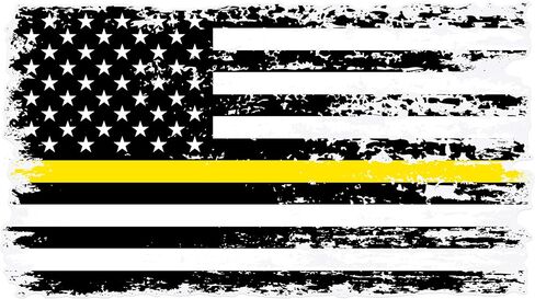 Stickios 911 Dispatcher Sticker - Tattered American Flag Thin Yellow Line Decal for Cars, Trucks & Vehicle Windows - Made in USA (5.9x3.3 inches) in Kuwait