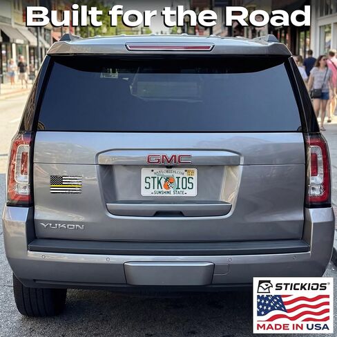 Stickios 911 Dispatcher Sticker - Tattered American Flag Thin Yellow Line Decal for Cars, Trucks & Vehicle Windows - Made in USA (5.9x3.3 inches) in Kuwait