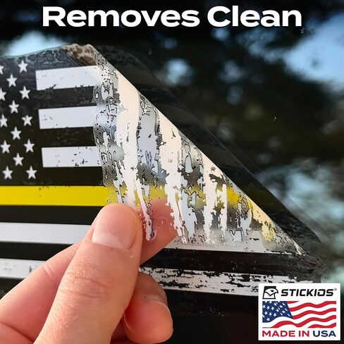 Stickios 911 Dispatcher Sticker - Tattered American Flag Thin Yellow Line Decal for Cars, Trucks & Vehicle Windows - Made in USA (5.9x3.3 inches) in Kuwait