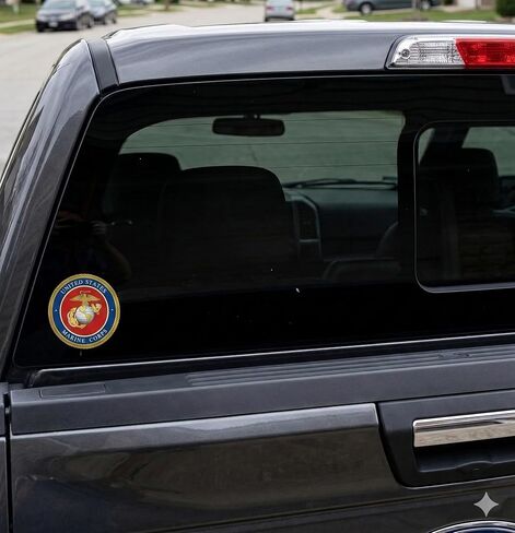 Officially Licensed U.S. Marine Corps (USMC) Emblem Decal | Sticker for Truck or Car Windows, Laptops, Tablets, etc. | Perfect Marine, Veteran & Military Gift | 5.25" Diameter | Old Dominion LLC in Kuwait