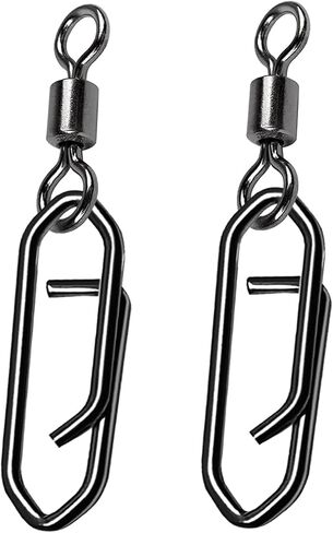 Atibin High Strength Fishing Clips Swivel Freshwater Saltwater Fishing Snaps Connector Rolling Barrel Swivels Fishing Clip Speed Change Black Nickel in Kuwait