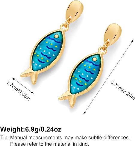 MUYAN Blue Boho Fish Earring for Women Acrylic Gold Fish Dangle Earrings Summer Vacation Beach Accessories in Kuwait