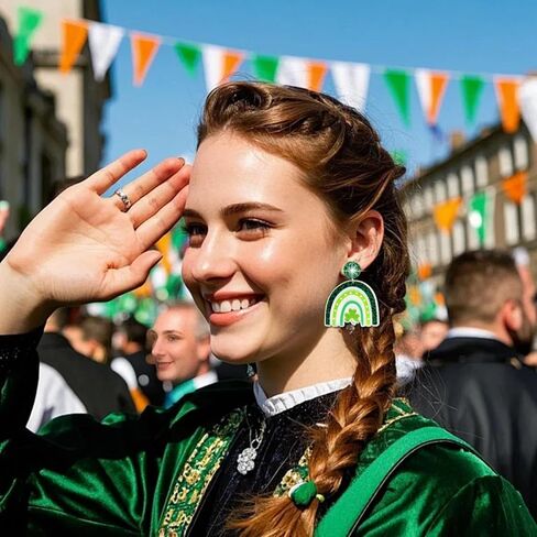 9 Pairs St. Patrick's Day Earrings for Women Shamrock Green Hat Clover Lucky Dangle Earrings St. Patrick's Day Jewelry as Festival Gift in Saudi Arabia