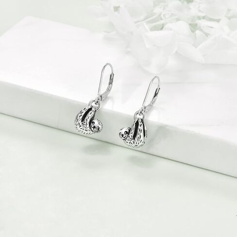 YAFEINI Sloth Sterling Silver Earrings - Sloth Leverback Dangle Earrings for Women in Saudi Arabia