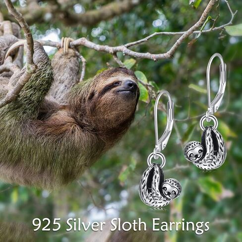 YAFEINI Sloth Sterling Silver Earrings - Sloth Leverback Dangle Earrings for Women in Saudi Arabia