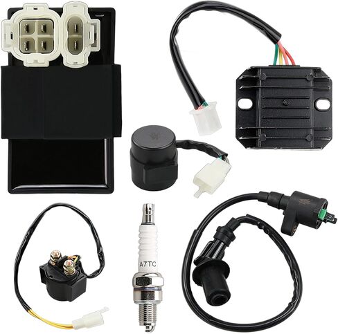 مجموعة ملف الإشعال GY6 عالية الأداء، ترقية كاملة مع وميض إشارة الانعطاف، منظم الجهد الكهربي، 6 دبابيس CDI، قابس التتابع والشرارة للدراجات البخارية 50cc 125cc 150cc، ATVs، Go Karts in Kuwait
