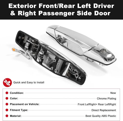 4Ps Chrome Door Handles，Nikimotorsport Exterior Door Handle Compatible with 2007-2014 Chevy Avalanche/Silverado/Suburban GMC Sierra/Yukon,Exterior Door Handle Replaces OE #22738721 22738722 22738725 in Kuwait