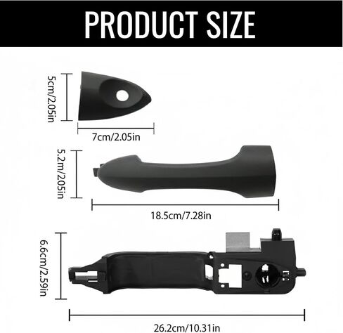 Front Driver Side Exterior Door Handle Reinforcement Plate Bracket Base Kit, Compatible with 2000‑2007 Ford Focus, Left Outer Door Handle Assembly (Texture Black), Replace YS8Z7822404BHA 6S43A224A36AC in Kuwait