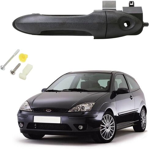 Front Driver Side Exterior Door Handle Reinforcement Plate Bracket Base Kit, Compatible with 2000‑2007 Ford Focus, Left Outer Door Handle Assembly (Texture Black), Replace YS8Z7822404BHA 6S43A224A36AC in Kuwait