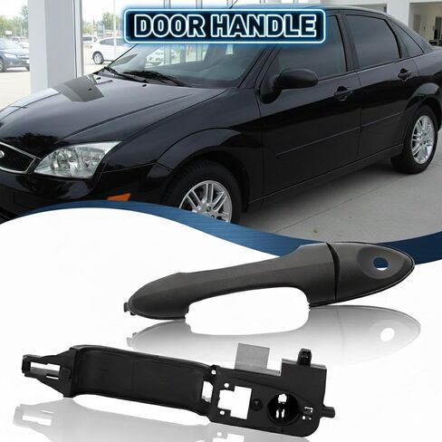 Front Driver Side Exterior Door Handle Reinforcement Plate Bracket Base Kit, Compatible with 2000‑2007 Ford Focus, Left Outer Door Handle Assembly (Texture Black), Replace YS8Z7822404BHA 6S43A224A36AC in Kuwait