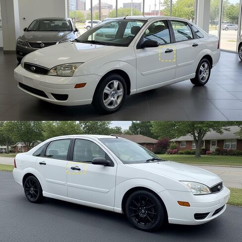 Front Driver Side Exterior Door Handle Reinforcement Plate Bracket Base Kit, Compatible with 2000‑2007 Ford Focus, Left Outer Door Handle Assembly (Texture Black), Replace YS8Z7822404BHA 6S43A224A36AC in Kuwait