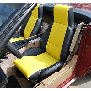 Iggee Chevy Corvette C4 Standard(Base) 1984-1993 Black/RED Artificial Leather Custom Made Original fit seat Covers (Black) in Kuwait
