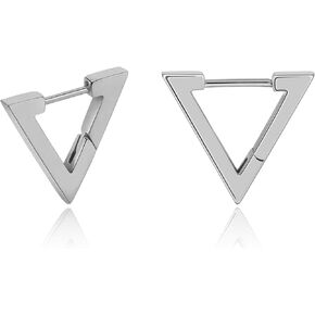 الحد الأدنى أقراط هوجي هوب للنساء، أسود/فضي/ذهبي صغير أقراط مكتنزة لا تسبب الحساسية مثلث عصري سميك 14 قيراط مطلية بالذهب هدية مجوهرات in Kuwait