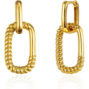 Geometric Hoop Huggie Earrings for Women, 14K Gold Plated Solid 925 Sterling Silver Hypoallergenic Earrings, Daily Wear Stylish Fashion Dainty Jewelry, Christmas Birthday Gifts for Wife Mom Daughter in Kuwait