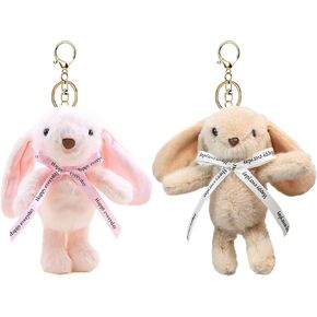 2PCS Kawaii Bunny Keychain, Soft Fluffy Rabbit Plush Backpack Charms,Gift for Girls, Easter Basket Fillers in Kuwait
