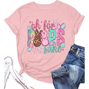 Easter Shirts for Women: Oh for Peeps Sake Tshirt Cute Rabbit Graphic Tees Easter Gift Short Sleeve Tops in Kuwait