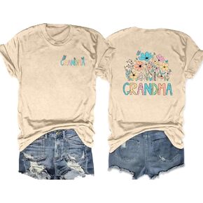 Grandma Shirts for Women: Grandmother Tshirts Grandma Heart Floral Graphic Tee Grandma Life Mama Gifts Tops in Saudi Arabia