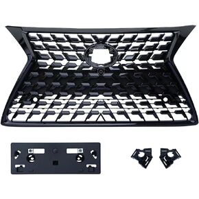 Front Bumper Grille Grill with Black Trim & License Panel Plate Compatible with 2014-2022 GX460 Mesh Bumper Cover Gloss Black ABS Plastic in Kuwait