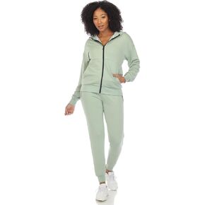 white mark Women's Two Piece Fleece Hoodie Zip Tracksuit Jacket and Joggers Lounge Sweatsuit Set in Kuwait