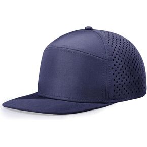 Men's Flat Brim Baseball Cap Adjustable Performance Snapback Trucker Hat Laser Perforated Cap 6 Panel Blank Hats in Kuwait