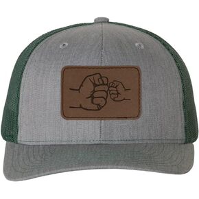 TeesAndTankYou Dad Fist Bump Mesh Back Trucker Cap Engraved Faux-Leather Patch Adjustable Hat in Saudi Arabia