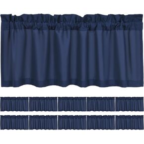 10 Panels Blackout Curtain Valances for Kitchen Living Room Bathroom Bedroom, 52" x 18" Navy Blue Valances for Windows Rod Pocket Short Curtains for Small Window, Thermal Insulated Valance in Kuwait
