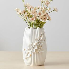 White Ceramic Vase - 9 Inch 3D Modern Vase for Centerpieces, Minimalist Decorative Vases Home Decor, Bathroom, Shelf, Kitchen, Living Room, Table Decor in Saudi Arabia