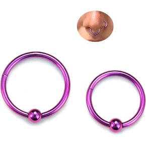 BodyBonita Ball Center Septum Rings, G23 Titanium Nose Rings Hoops, 14/16/18G Hinged Nose Rings for Women Men, PA Captive Bead Segment Ring, Helix Conch Daith Tragus Cartilage Body Piercing Jewelry in Saudi Arabia