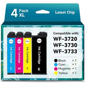 خراطيش الحبر المعاد تصنيعها لحزمة خرطوشة الحبر Epson 702 Combo Pack 702XL خراطيش الحبر لطابعة Epson Workforce Pro WF-3720 WF-3730 WF-3733 (4 عبوات) in Kuwait