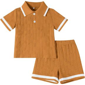 طقم قميص بولو وشورت للأطفال الصغار من DREAM BUS، ملابس صيفية منسوجة للأطفال من عمر 18 شهرًا إلى 6 سنوات in Kuwait
