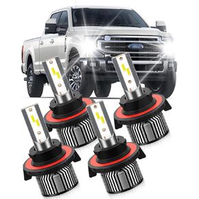 مصابيح LED الأمامية متوافقة مع Ford F250 F350 F450 Super Duty 2005-2022، 9008/H13 شعاع مزدوج مرتفع ومنخفض، 6000K أبيض مع مروحة تبريد، 4 قطع in Kuwait