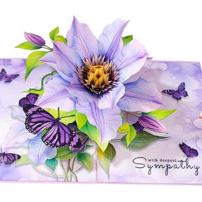بطاقة التعاطف المنبثقة - بطاقة تعزية فراشات ثلاثية الأبعاد، مع أعمق التعاطف، آسف لفقدانك لفقدان أحد أفراد أسرتك، هدية أنيقة للتفكير فيك، 6 × 8 بوصة، تتضمن مظروفًا in Kuwait