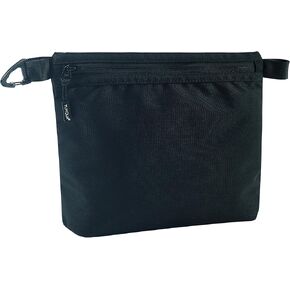 YUMQUA Water-Resistant Zipper Pouch with Carabiner Clip, Small Nylon Multipurpose Travel Digital Cosmetics Toiletry Bag Tool Storage Pouch, Black in Kuwait