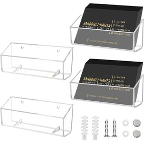 4 Pack Acrylic Business Card Holder, Wall Mount Name Card Holder, Office Calling Cards Display Holder Stand, Visiting Cards Desktop Organizer for Wall Mount or Place on Desk, Fits 40-60 Business Cards in Kuwait