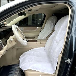 4PCS Disposable Car Seat Covers, Thickened Non-Woven Fabric with Elastic for Front Seats, Steering Wheel, Gear Shift Knob, for Avoiding Scuffs & Scratches (White) in Kuwait