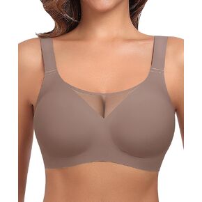 Ganado Wireless Bras for Women Full Coverage Mesh Seamless Supportive Comfortable Bras No Wire T Shirt Bra Padded Bralette in Kuwait