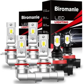 متوافق مع مصابيح Toyota RAV4 2006 2007 2008 2009 2010 2011 2012، 9005 High Beam 9006 Low Beam+H11 Fog Light Bulb Combo، ضوء أبيض 6000k، مصابيح داخلية (عبوة من 6) in Kuwait