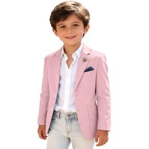 Bofan Seersucker Boys Suit Jackets Striped Blazer for Kid Boy Summer Beach Sports Coat Wedding Tuxedo Outfit in Kuwait