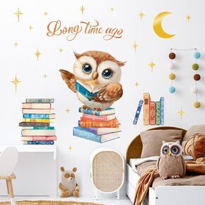 SHUCHING Owl Books Wall Decal Peel and Stick, Vinyl Educational Wall Sticker, Wall Decor for Baby Nursery Kids Bedroom Classroom Reading Corner in Kuwait