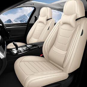 Fit for Volkswagen Beetle 2012-2019 Custom Seat Covers, PU Leather Car Seat Covers, Full Coverage Protection, Thick Cushioning Seat Protectors(Standard Full Set/Beige) in Saudi Arabia