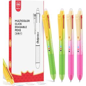 قلم حبر جاف قابل للمسح، 3 أقلام قابلة للمسح، عبوة من 4 أقلام، تجعل الأخطاء تختفي، نقطة دقيقة 0.5 مم للكتابة السلسة، واللوازم المدرسية، والمكتب، وتدوين الملاحظات، واليوميات in Kuwait