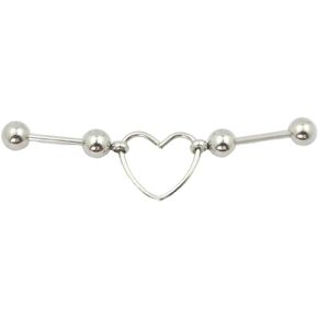 16G Stainless Steel Industrial Piercing Jewelry Silver Chain Industrial Barbell Earring Heart Flower Star Double Piercing Cartilage Conch Helix Earrings Studs for Women in Kuwait