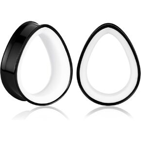 DOEARKO 2PCS Teardrop Shape Stainless Steel Outer Ring & PLA Inner Plug Ear Gauges (0g/8mm - 19mm) Hypoallergenic Double Material for Stretched Ears Lightweight & Breathable Plugs in Kuwait