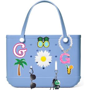 9 قطع من إكسسوارات حقيبة بوج - إكسسوارات حروف مزخرفة مع حقيبة يد للشاطئ، تزيين نمط الشاطئ بنفسك مع حقيبة بوج للنساء والفتيات in Kuwait