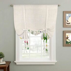 St. Patrick's Day Tie Up Curtains for Window, Colorful Shamrocks Floral Botanical Beige Thermal Balloon Shade Adjustable Rod Pocket Curtains Valance Panels for Kitchen Bathroom Café 52'' x 45'' in Kuwait