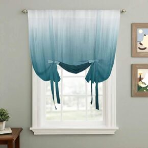 Blue Ombre Tie Up Curtains for Window, Contemporary Gradient Abstract Art Thermal Insulated Balloon Shade Adjustable Rod Pocket Curtains Valance Panels for Kitchen Bathroom Café 42'' x 63'' in Kuwait